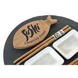 Set de sushi DKD Home Decor Céramique Ardoise Bambou (9 pcs)