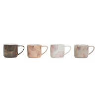 Ensemble de 4 mugs DKD Home Decor Gris Beige Rose Métal Blanc Moderne (330 ml)