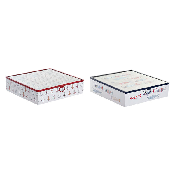 Boîte pour infusions DKD Home Decor Verre Métal MDF (24 x 24 x 6,5 cm) (2 Unités)