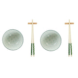 Set de sushi DKD Home Decor Blanc Vert Bambou Grès (30 x 21 x 7 cm)