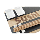 Set de sushi DKD Home Decor Naturel Noir Ardoise Bambou (25 x 22 x 3 cm)