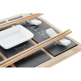 Set de sushi DKD Home Decor Naturel Noir Ardoise Bambou (25 x 19 x 3 cm)