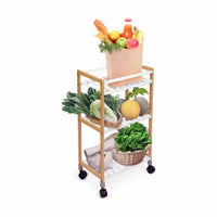 Chariot à légumes Confortime Blanc Bambou 40 x 25 x 70 cm (2 Unités)