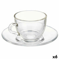 Tasse avec sous-tasse Transparent verre 85 ml (6 Unités)