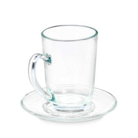 Tasse avec sous-tasse Transparent verre 200 ml (6 Unités)